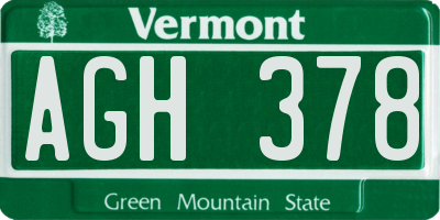 VT license plate AGH378