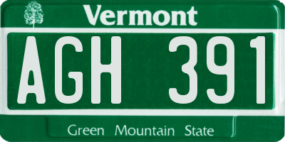 VT license plate AGH391