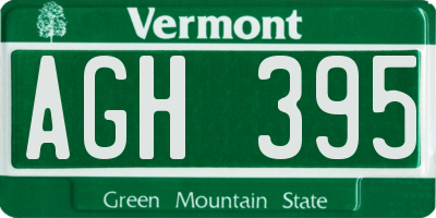 VT license plate AGH395