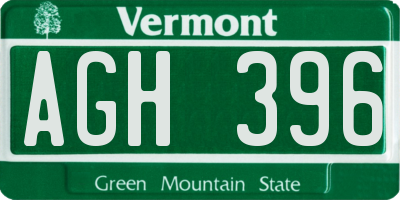 VT license plate AGH396
