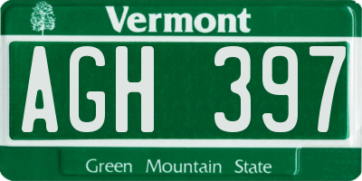 VT license plate AGH397