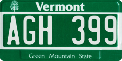 VT license plate AGH399