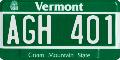 VT license plate AGH401