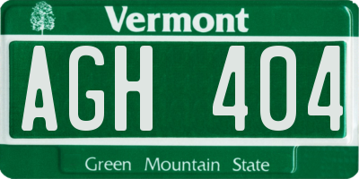 VT license plate AGH404