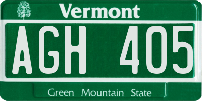 VT license plate AGH405