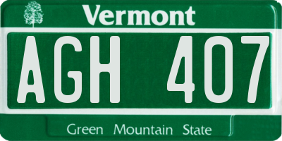 VT license plate AGH407