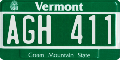 VT license plate AGH411