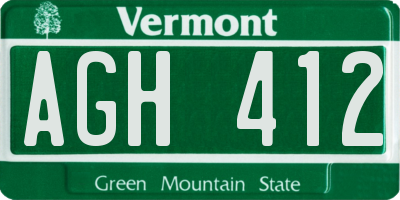 VT license plate AGH412
