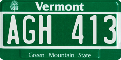 VT license plate AGH413