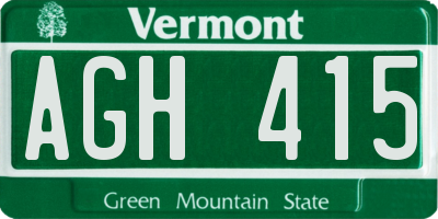 VT license plate AGH415