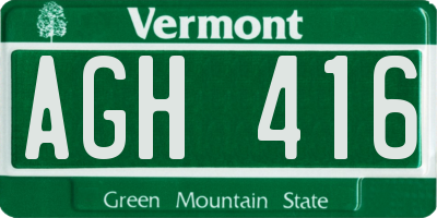 VT license plate AGH416
