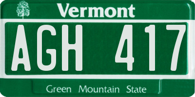 VT license plate AGH417
