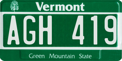 VT license plate AGH419