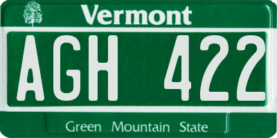 VT license plate AGH422