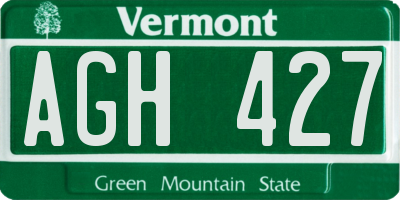 VT license plate AGH427