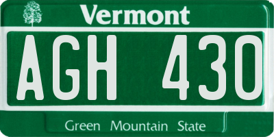 VT license plate AGH430