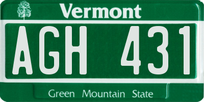 VT license plate AGH431