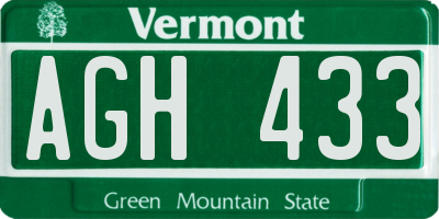 VT license plate AGH433