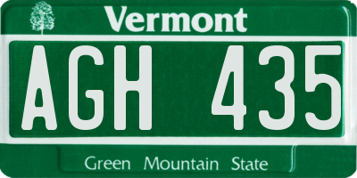 VT license plate AGH435