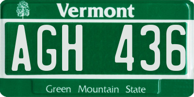 VT license plate AGH436
