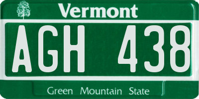 VT license plate AGH438