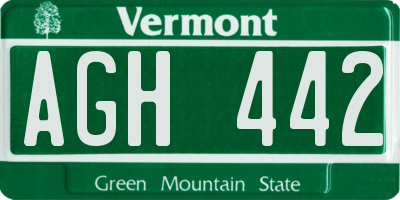 VT license plate AGH442