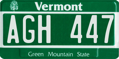 VT license plate AGH447