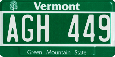 VT license plate AGH449