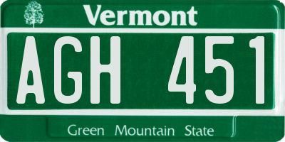 VT license plate AGH451