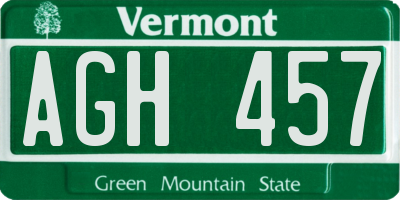 VT license plate AGH457