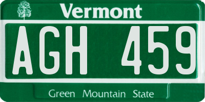 VT license plate AGH459