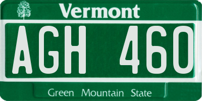 VT license plate AGH460