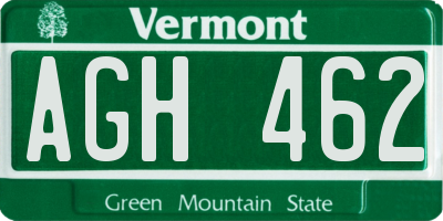 VT license plate AGH462