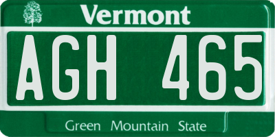 VT license plate AGH465