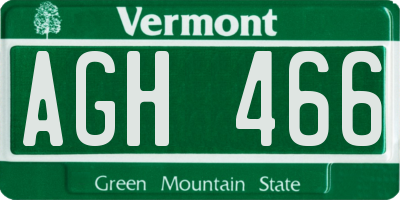 VT license plate AGH466