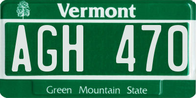 VT license plate AGH470