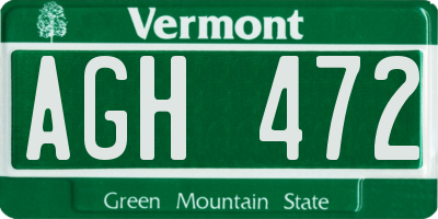 VT license plate AGH472