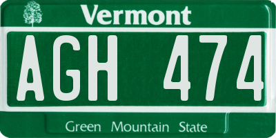 VT license plate AGH474
