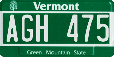 VT license plate AGH475