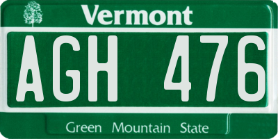 VT license plate AGH476