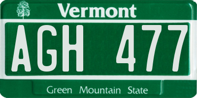 VT license plate AGH477