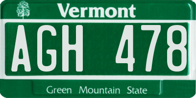 VT license plate AGH478