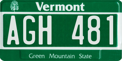 VT license plate AGH481