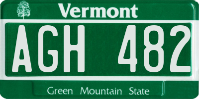 VT license plate AGH482