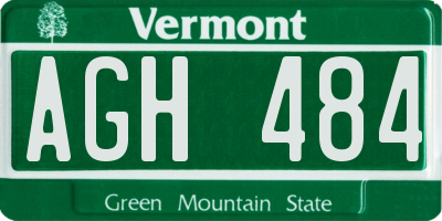 VT license plate AGH484