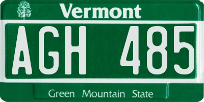 VT license plate AGH485