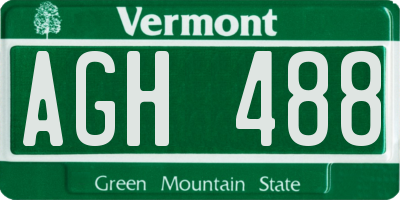 VT license plate AGH488