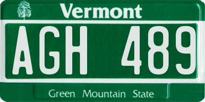 VT license plate AGH489