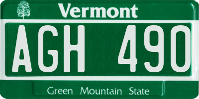 VT license plate AGH490