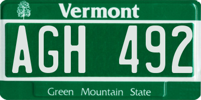 VT license plate AGH492